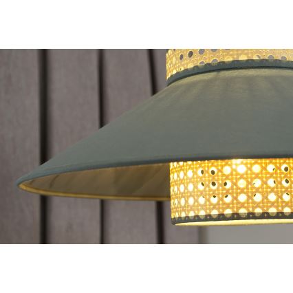 Duolla - Hanglamp aan een koord RIO RATTAN 1xE27/15W/230V diameter 45 cm groen/rotan