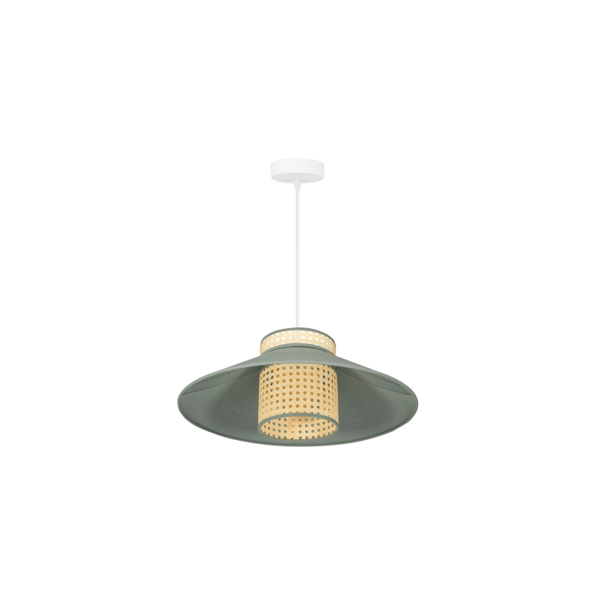 Duolla - Hanglamp aan een koord RIO RATTAN 1xE27/15W/230V diameter 45 cm groen/rotan