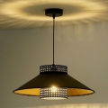 Duolla - Hanglamp aan een koord RIO RATTAN 1xE27/15W/230V diameter 45 cm zwart/goud
