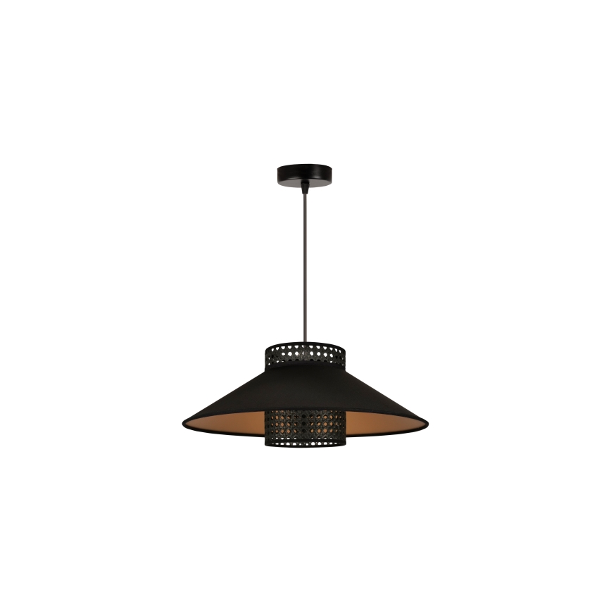 Duolla - Hanglamp aan een koord RIO RATTAN 1xE27/15W/230V diameter 45 cm zwart/goud