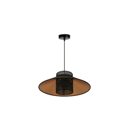 Duolla - Hanglamp aan een koord RIO RATTAN 1xE27/15W/230V diameter 45 cm zwart/goud