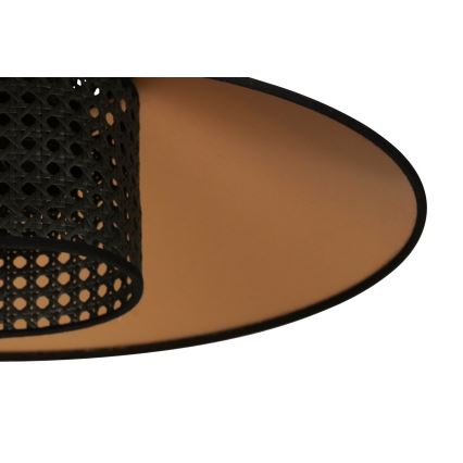 Duolla - Hanglamp aan een koord RIO RATTAN 1xE27/15W/230V diameter 45 cm zwart/goud