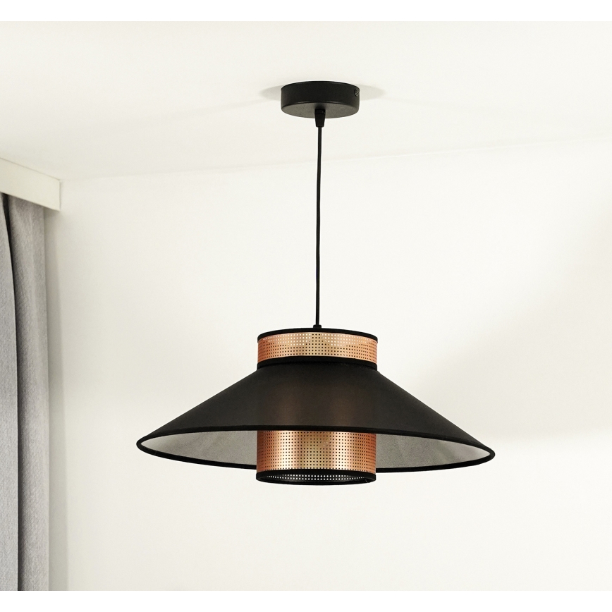 Duolla - Hanglamp aan een koord RIO SHINY 1xE27/15W/230V diameter 45 cm zwart/koper