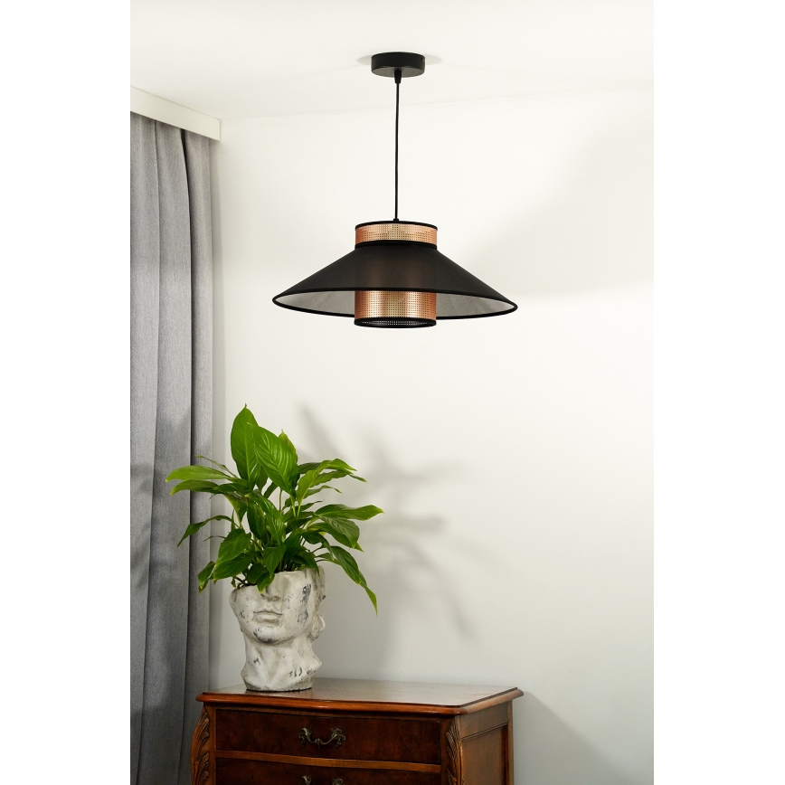 Duolla - Hanglamp aan een koord RIO SHINY 1xE27/15W/230V diameter 45 cm zwart/koper