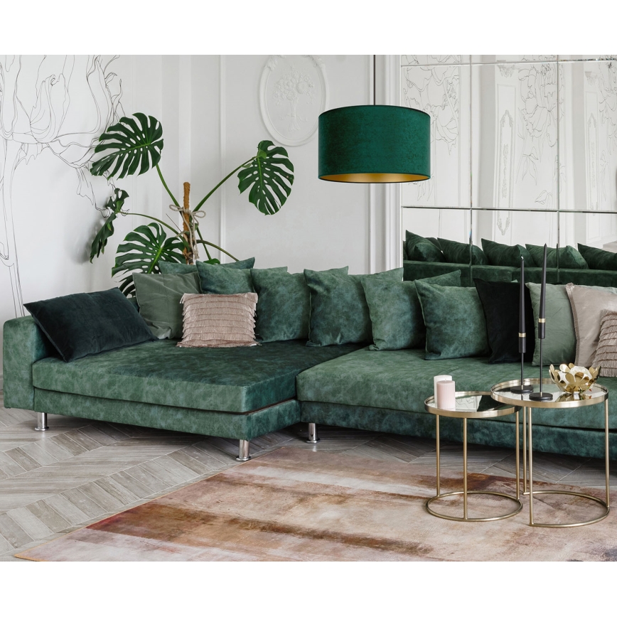 Duolla - Hanglamp aan een koord ROLLER 1xE27/15W/230V diameter 40 cm donker groen/goud