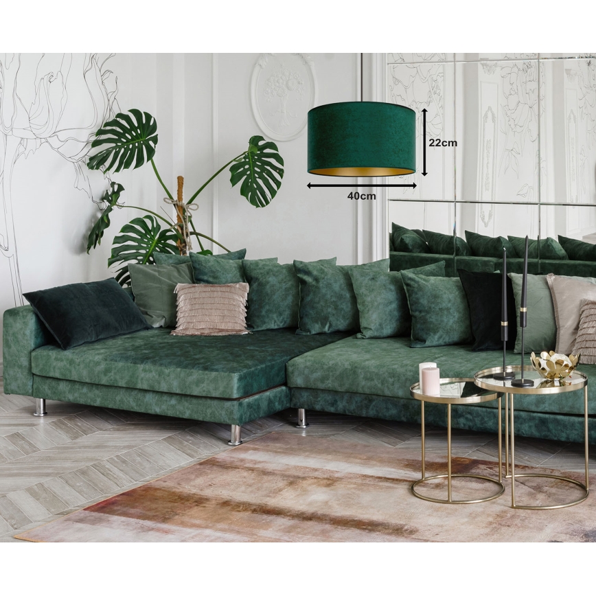 Duolla - Hanglamp aan een koord ROLLER 1xE27/15W/230V diameter 40 cm donker groen/goud