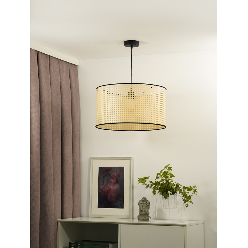 Duolla - Hanglamp aan een koord ROLLER 1xE27/15W/230V diameter 45 cm rotan/zwart