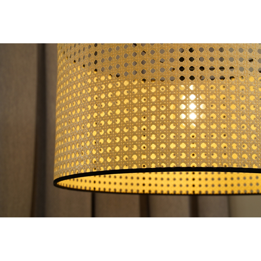 Duolla - Hanglamp aan een koord ROLLER 1xE27/15W/230V diameter 45 cm rotan/zwart