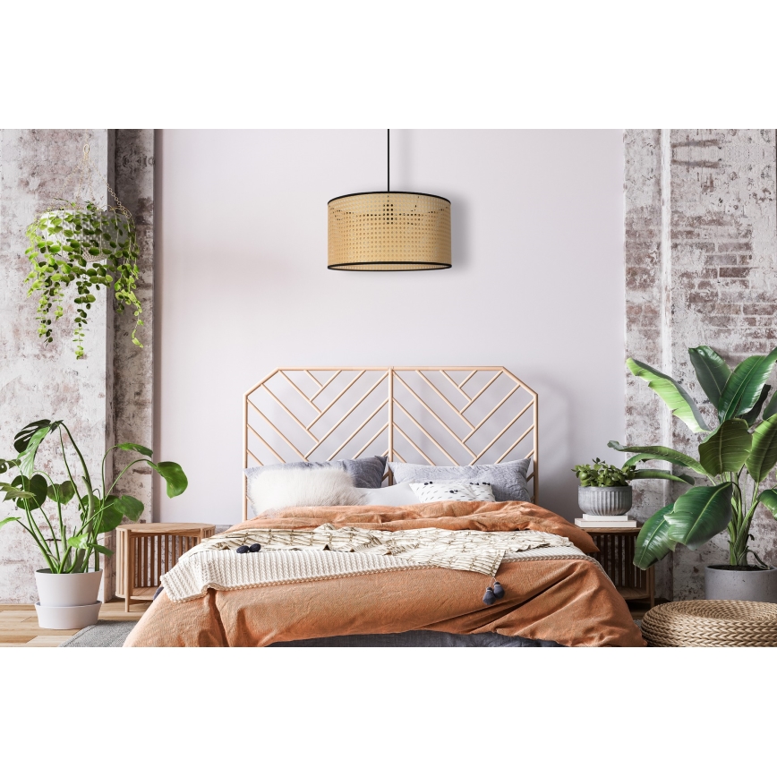 Duolla - Hanglamp aan een koord ROLLER 1xE27/15W/230V diameter 45 cm rotan/zwart