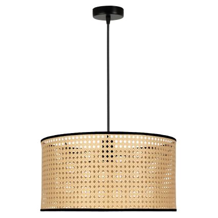 Duolla - Hanglamp aan een koord ROLLER 1xE27/15W/230V diameter 45 cm rotan/zwart