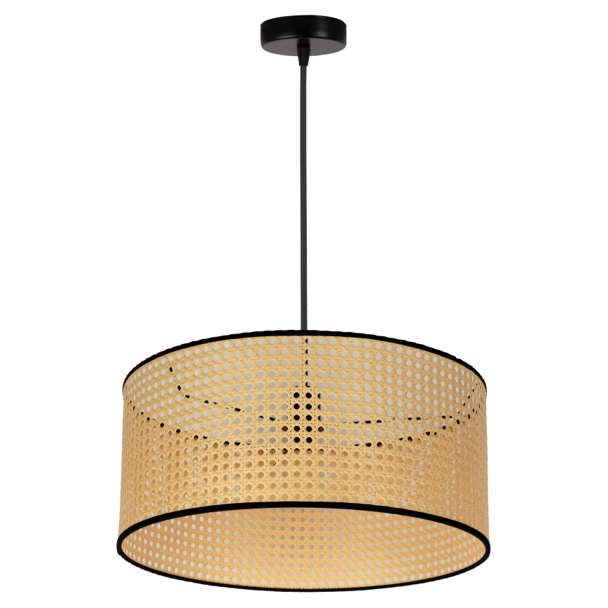 Duolla - Hanglamp aan een koord ROLLER 1xE27/15W/230V diameter 45 cm rotan/zwart