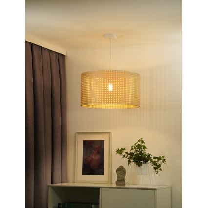 Duolla - Hanglamp aan een koord ROLLER RATTAN 1xE27/15W/230V diameter 45 cm beige