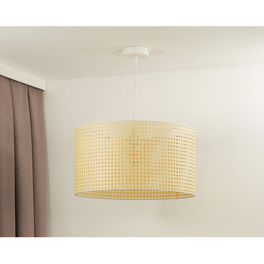 Duolla - Hanglamp aan een koord ROLLER RATTAN 1xE27/15W/230V diameter 45 cm beige
