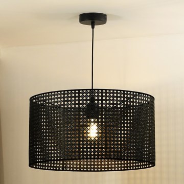 Duolla - Hanglamp aan een koord ROLLER RATTAN 1xE27/15W/230V diameter 45 cm zwart