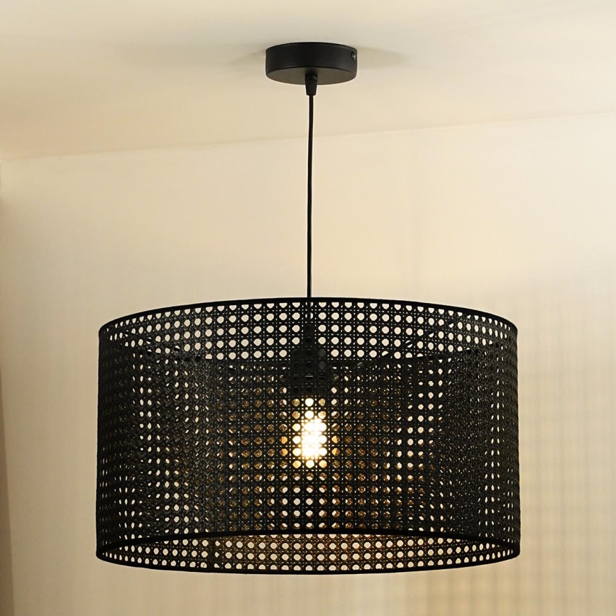 Duolla - Hanglamp aan een koord ROLLER RATTAN 1xE27/15W/230V diameter 45 cm zwart