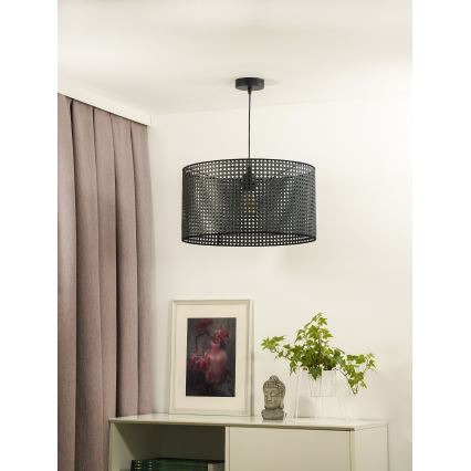 Duolla - Hanglamp aan een koord ROLLER RATTAN 1xE27/15W/230V diameter 45 cm zwart