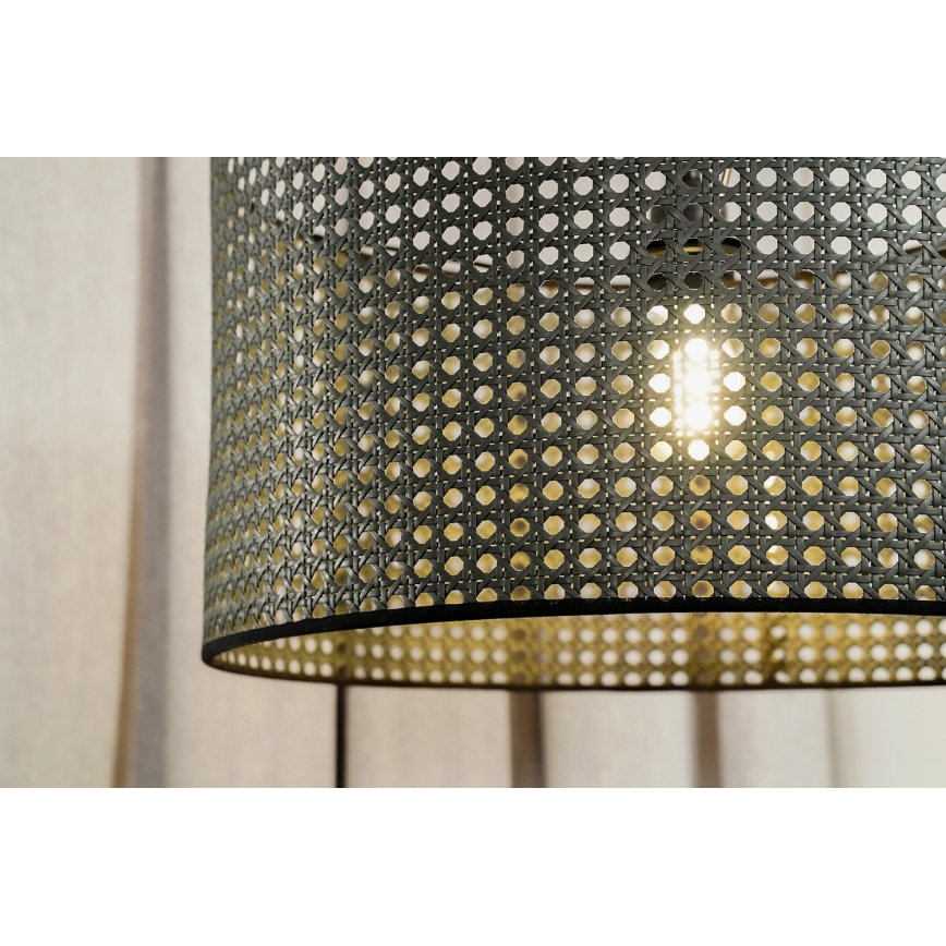 Duolla - Hanglamp aan een koord ROLLER RATTAN 1xE27/15W/230V diameter 45 cm zwart