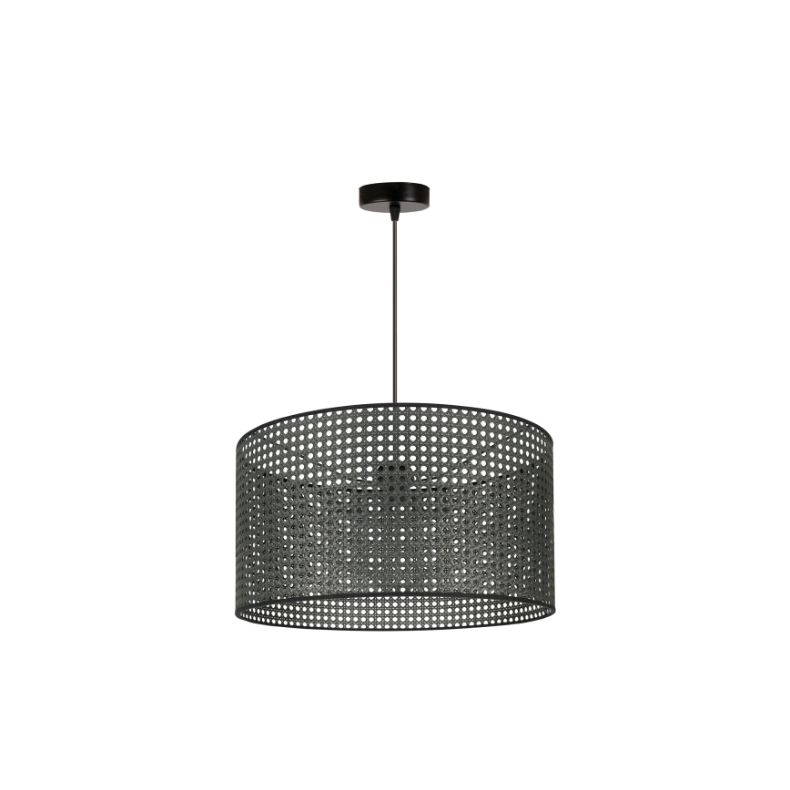 Duolla - Hanglamp aan een koord ROLLER RATTAN 1xE27/15W/230V diameter 45 cm zwart