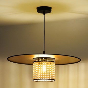 Duolla - Hanglamp aan een koord TOKYO RATTAN 1xE27/15W/230V diameter 50 cm goud/rotan