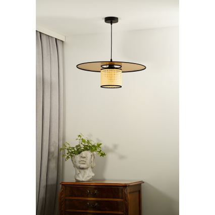 Duolla - Hanglamp aan een koord TOKYO RATTAN 1xE27/15W/230V diameter 50 cm goud/rotan