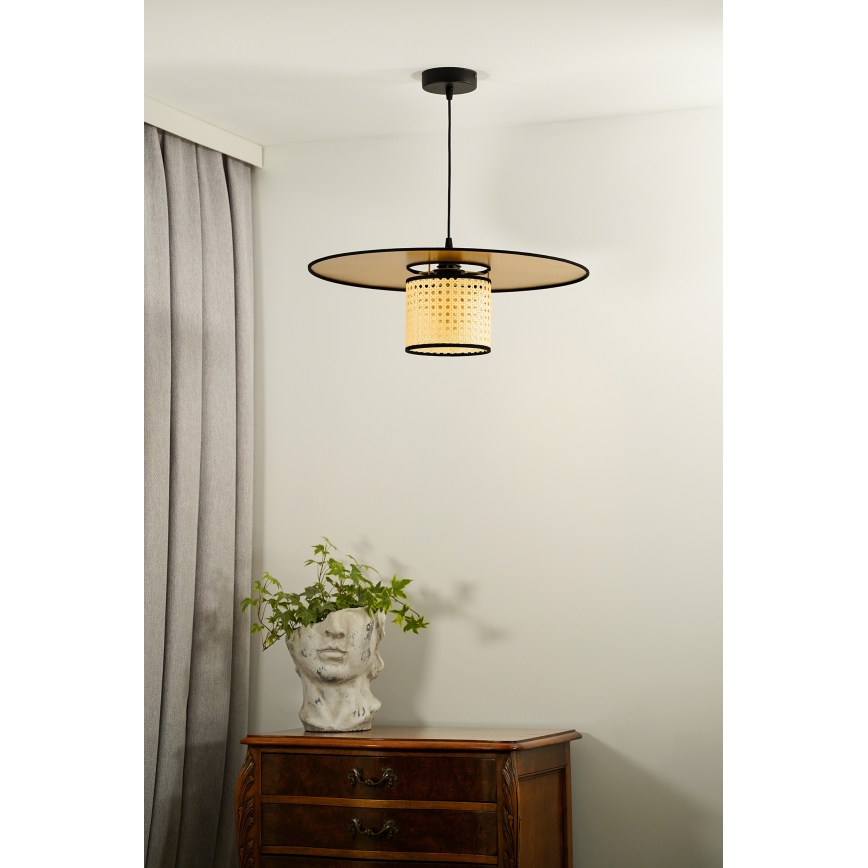Duolla - Hanglamp aan een koord TOKYO RATTAN 1xE27/15W/230V diameter 50 cm goud/rotan