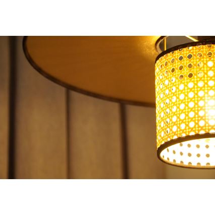 Duolla - Hanglamp aan een koord TOKYO RATTAN 1xE27/15W/230V diameter 50 cm goud/rotan