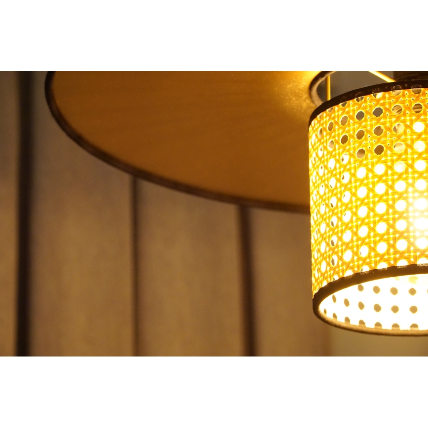 Duolla - Hanglamp aan een koord TOKYO RATTAN 1xE27/15W/230V diameter 50 cm goud/rotan