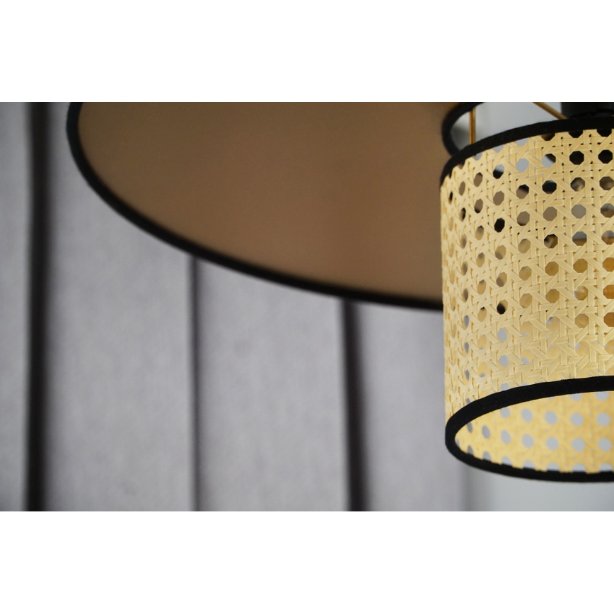 Duolla - Hanglamp aan een koord TOKYO RATTAN 1xE27/15W/230V diameter 50 cm goud/rotan