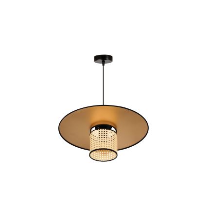 Duolla - Hanglamp aan een koord TOKYO RATTAN 1xE27/15W/230V diameter 50 cm goud/rotan