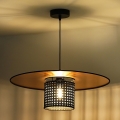 Duolla - Hanglamp aan een koord TOKYO RATTAN 1xE27/15W/230V diameter 50 cm goud/zwart