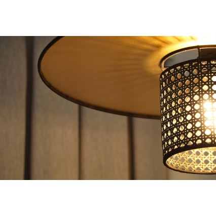 Duolla - Hanglamp aan een koord TOKYO RATTAN 1xE27/15W/230V diameter 50 cm goud/zwart