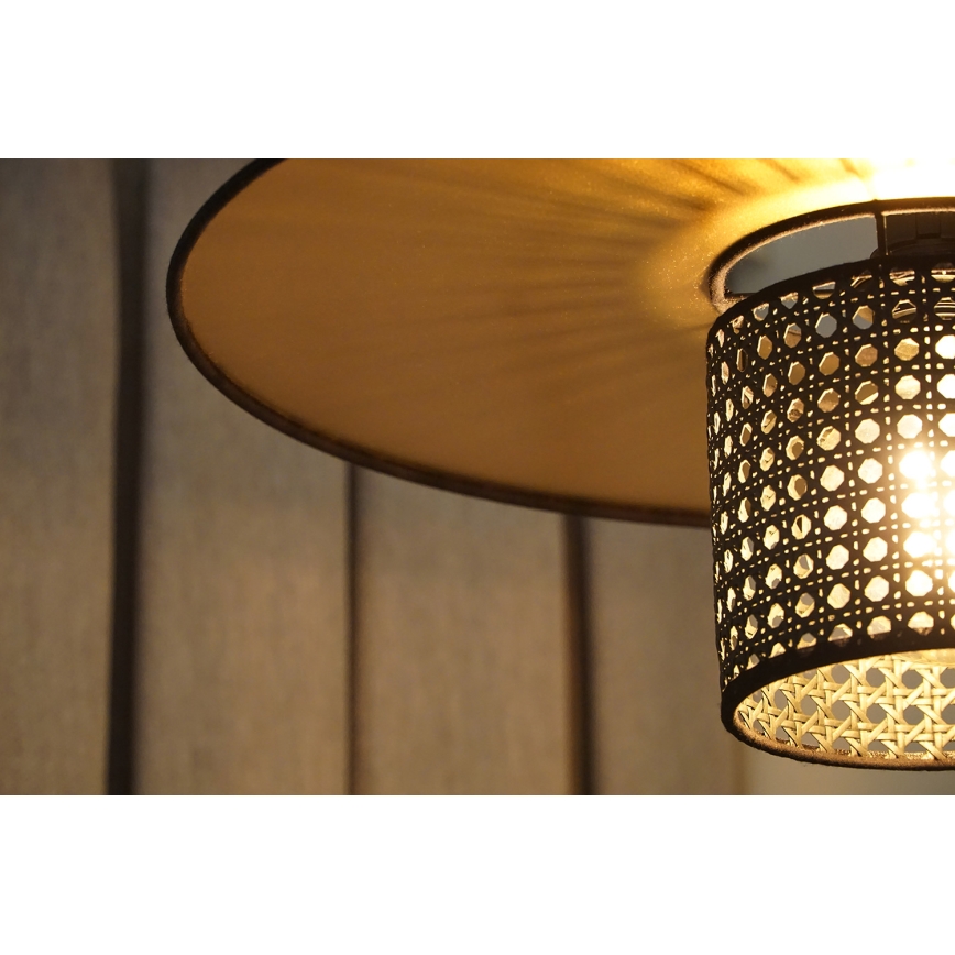 Duolla - Hanglamp aan een koord TOKYO RATTAN 1xE27/15W/230V diameter 50 cm goud/zwart