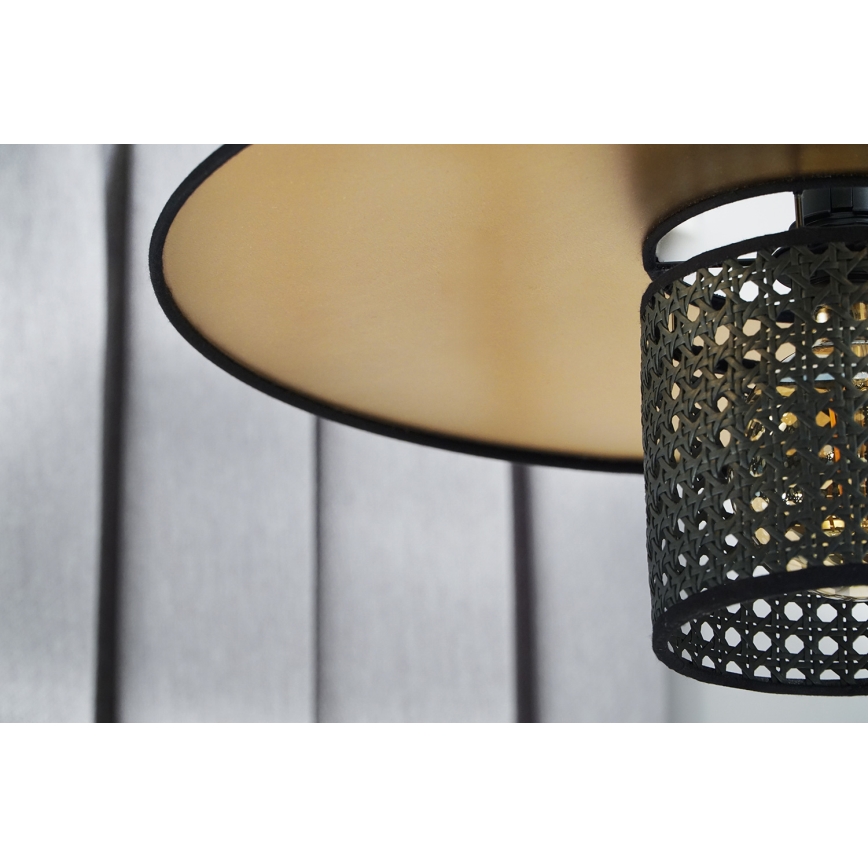 Duolla - Hanglamp aan een koord TOKYO RATTAN 1xE27/15W/230V diameter 50 cm goud/zwart