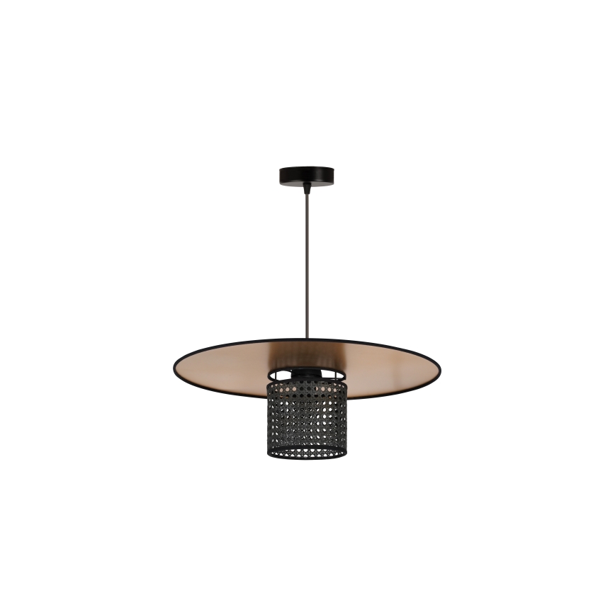 Duolla - Hanglamp aan een koord TOKYO RATTAN 1xE27/15W/230V diameter 50 cm goud/zwart