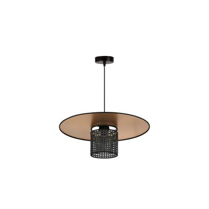 Duolla - Hanglamp aan een koord TOKYO RATTAN 1xE27/15W/230V diameter 50 cm goud/zwart