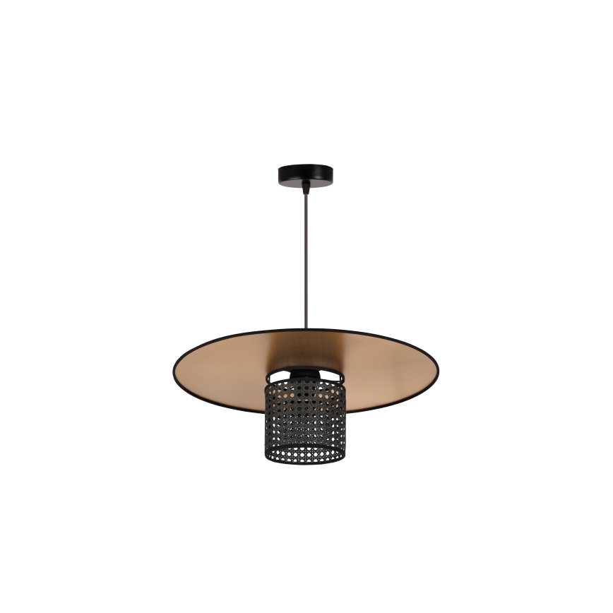 Duolla - Hanglamp aan een koord TOKYO RATTAN 1xE27/15W/230V diameter 50 cm goud/zwart