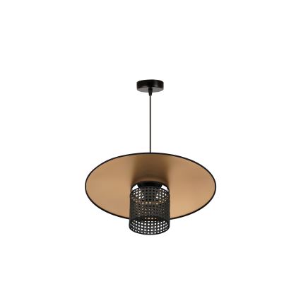 Duolla - Hanglamp aan een koord TOKYO RATTAN 1xE27/15W/230V diameter 50 cm goud/zwart