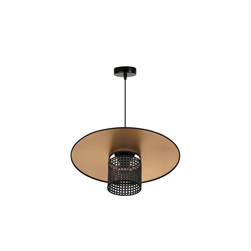 Duolla - Hanglamp aan een koord TOKYO RATTAN 1xE27/15W/230V diameter 50 cm goud/zwart