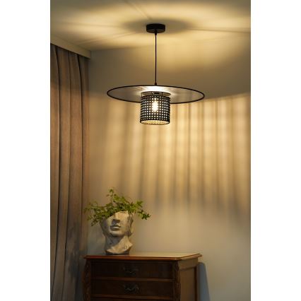 Duolla - Hanglamp aan een koord TOKYO RATTAN 1xE27/15W/230V diameter 50 cm zwart/zilver