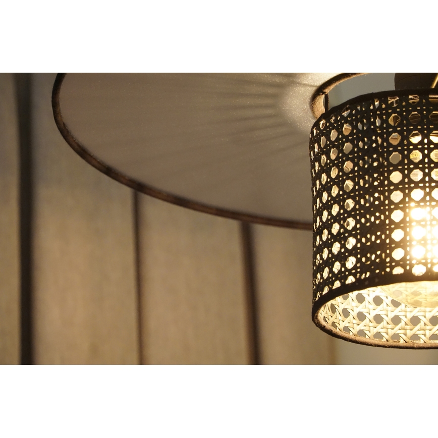 Duolla - Hanglamp aan een koord TOKYO RATTAN 1xE27/15W/230V diameter 50 cm zwart/zilver