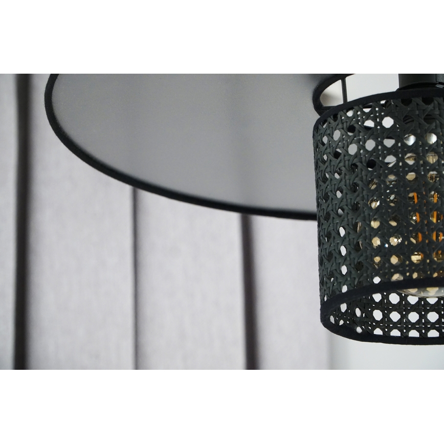 Duolla - Hanglamp aan een koord TOKYO RATTAN 1xE27/15W/230V diameter 50 cm zwart/zilver