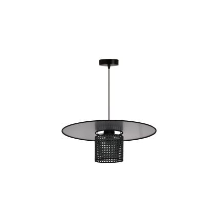 Duolla - Hanglamp aan een koord TOKYO RATTAN 1xE27/15W/230V diameter 50 cm zwart/zilver