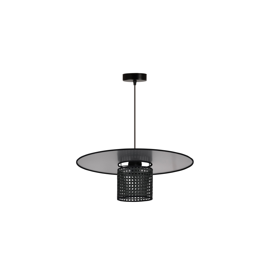 Duolla - Hanglamp aan een koord TOKYO RATTAN 1xE27/15W/230V diameter 50 cm zwart/zilver