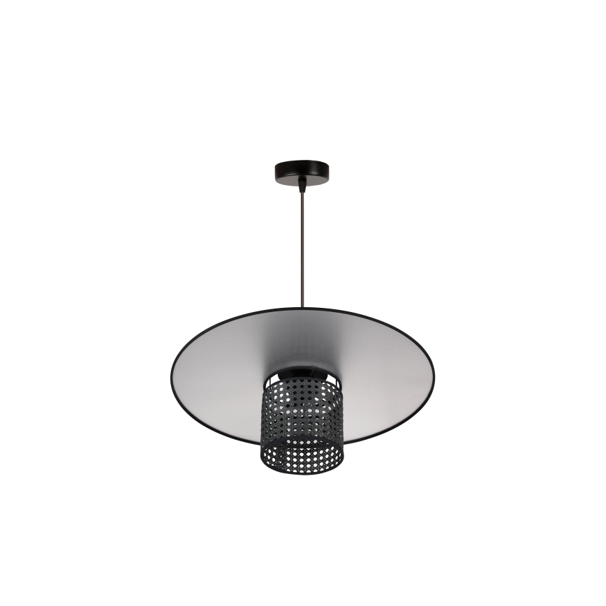 Duolla - Hanglamp aan een koord TOKYO RATTAN 1xE27/15W/230V diameter 50 cm zwart/zilver
