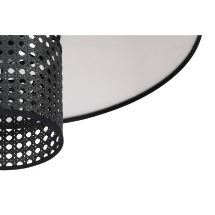 Duolla - Hanglamp aan een koord TOKYO RATTAN 1xE27/15W/230V diameter 50 cm zwart/zilver