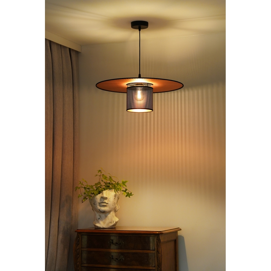 Duolla - Hanglamp aan een koord TOKYO SHINY 1xE27/15W/230V diameter 50 cm zwart/koper