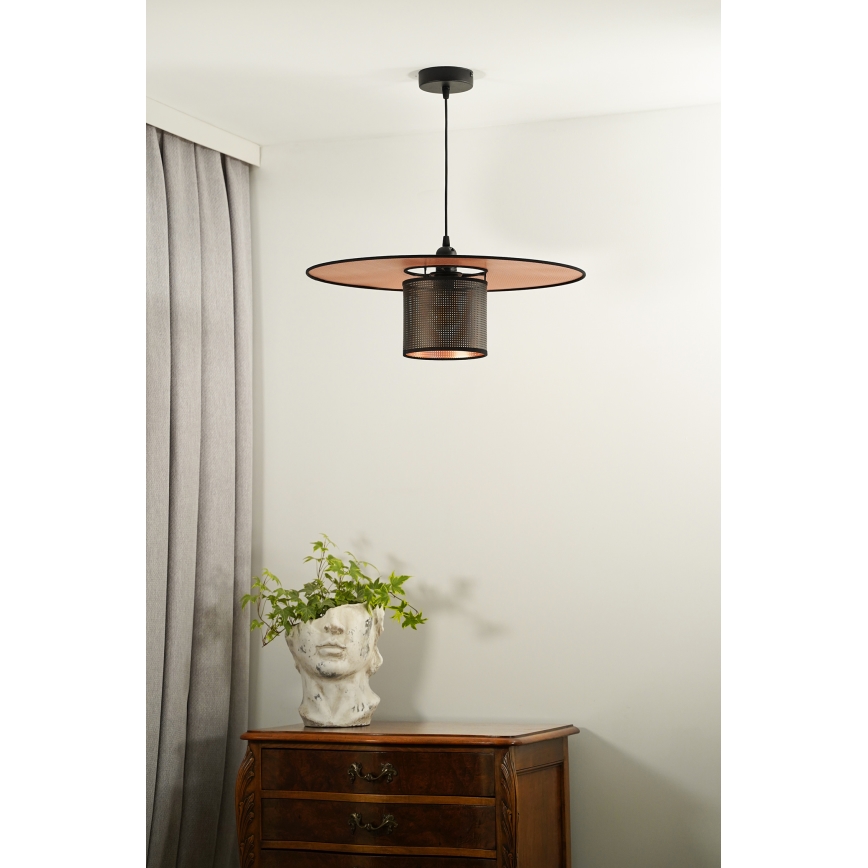 Duolla - Hanglamp aan een koord TOKYO SHINY 1xE27/15W/230V diameter 50 cm zwart/koper