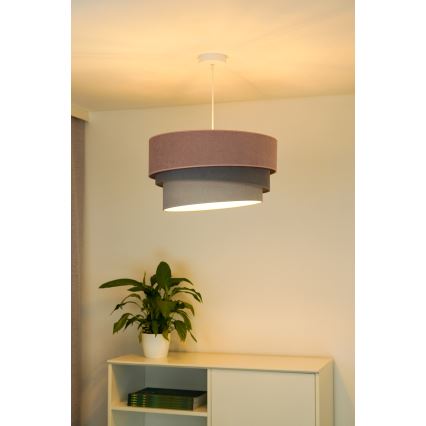 Duolla - Hanglamp aan een koord TRIO 1xE27/15W/230V diameter 45 cm roze/grijs/wit
