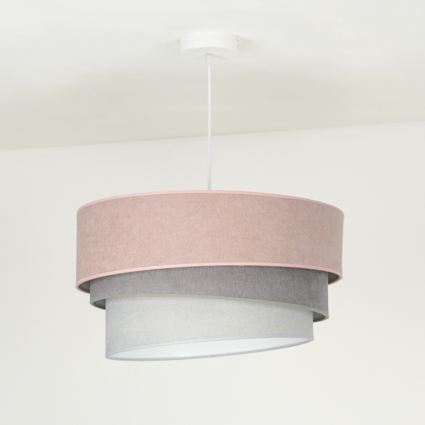 Duolla - Hanglamp aan een koord TRIO 1xE27/15W/230V diameter 45 cm roze/grijs/wit