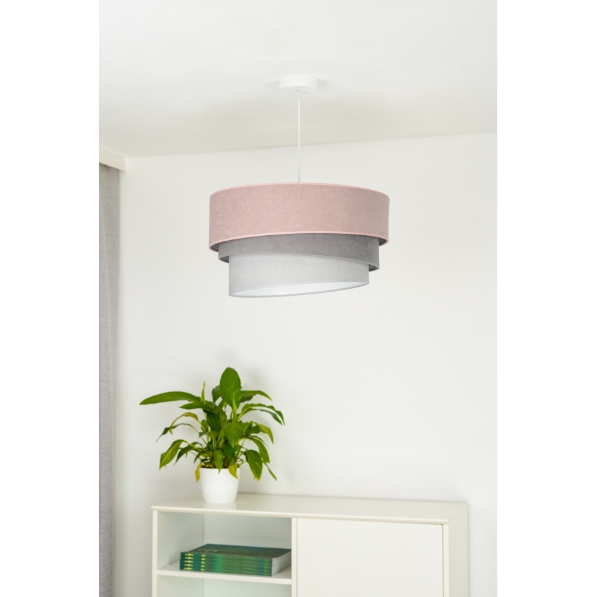 Duolla - Hanglamp aan een koord TRIO 1xE27/15W/230V diameter 45 cm roze/grijs/wit